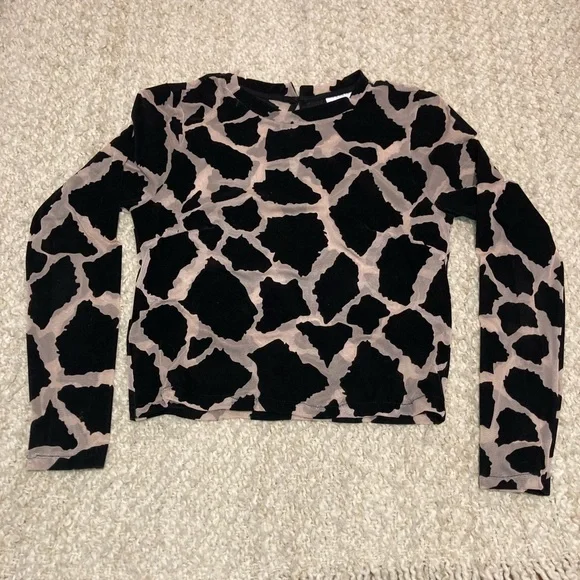 Topshop Giraffe Print Sheer Top size 6 Pink/Black - Picture 3 of 5